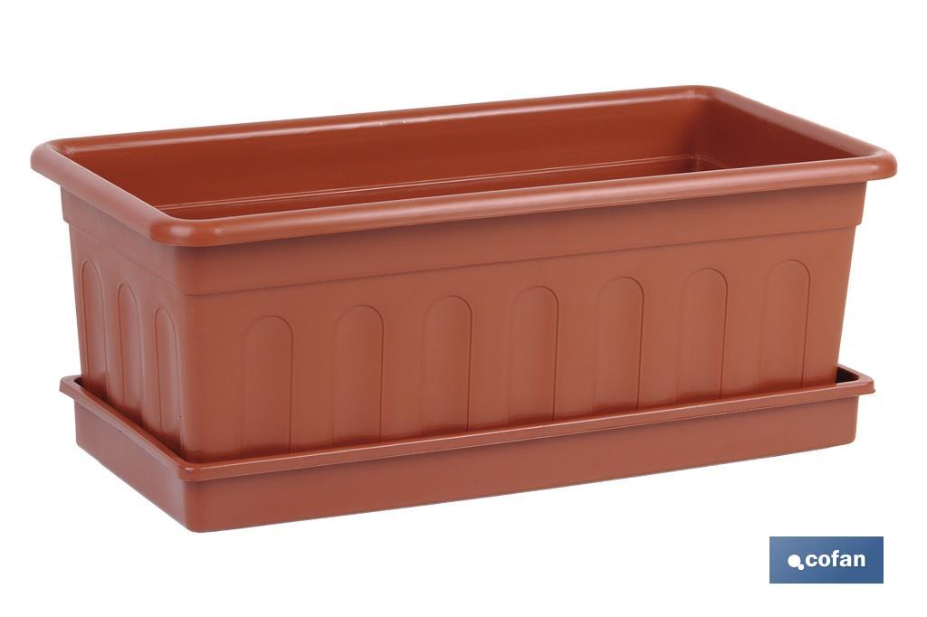 JARDINERA MARRON MODELO AZAHAR 60X22X15+PLATO 60X22CM