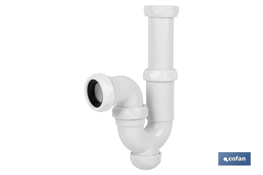 SIFÓN CURVO CON SALIDA Ø32-40 Y VÁLVULA LAVABO BIDÉ 1 1/2 x 70 (PACK: 1 UDS)