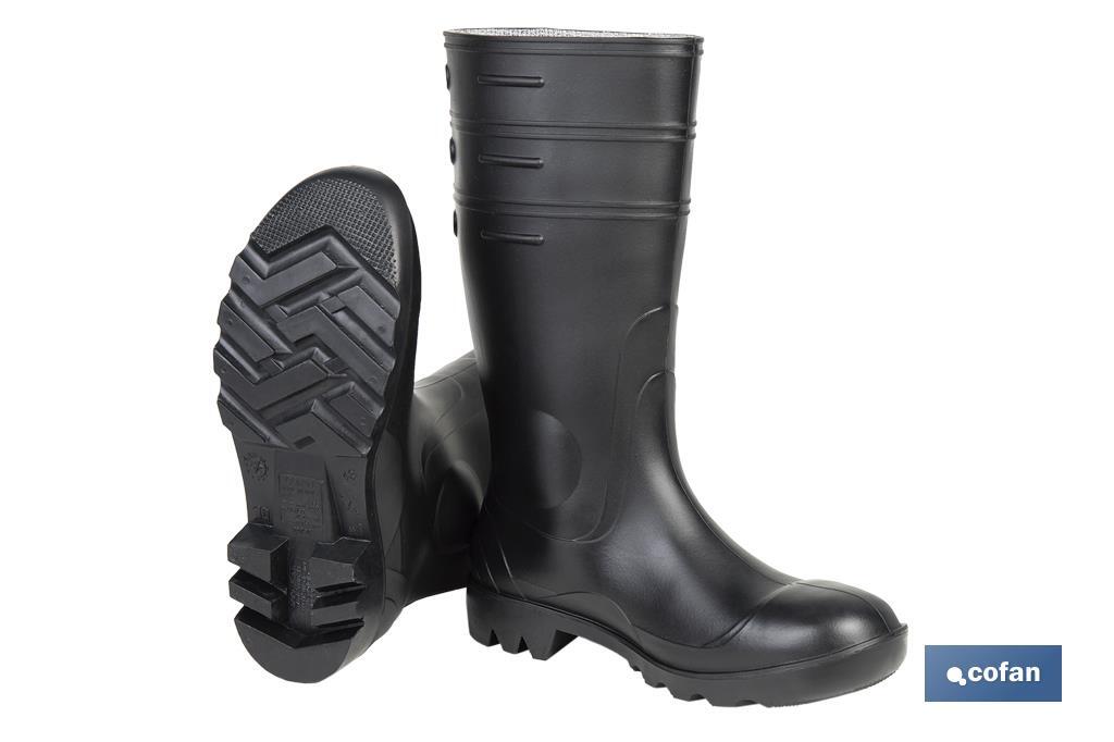 Bota de Agua | Alta de Seguridad S-5 | Color Negro | Fabricada PVC