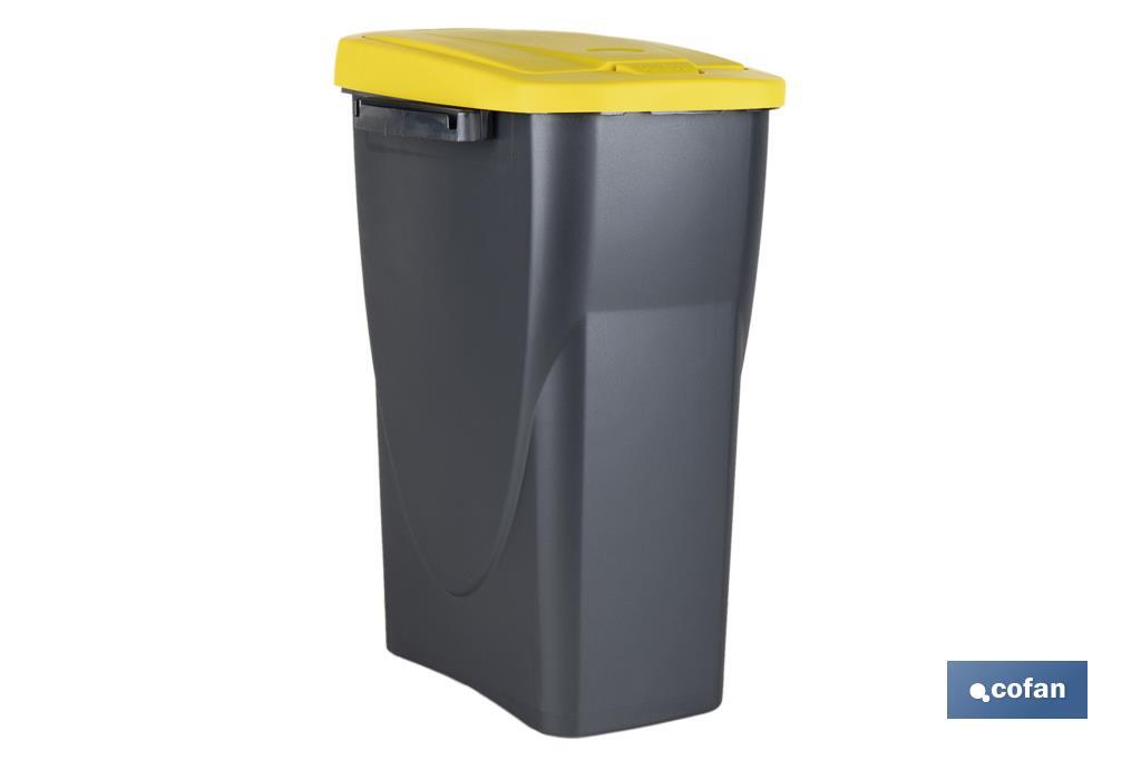 Cubo de basura amarillo para reciclar plásticos y envases | Tres medidas y capacidades diferentes