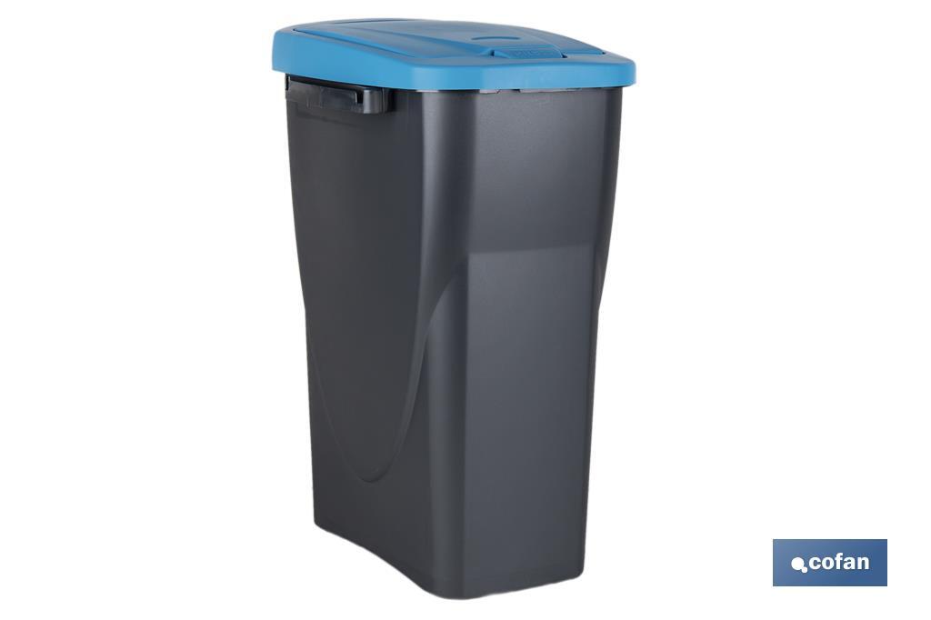 Cubo de basura azul para reciclar materiales de papel y cartón | Tres medidas y capacidades diferentes